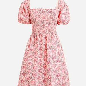 RETRO  Puff Sleeve Smocked Mini Dress in dandelion swirl